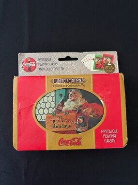 Vintage 1998 Coca Cola Santa Nostalgia Playing Cards Collectible Tin